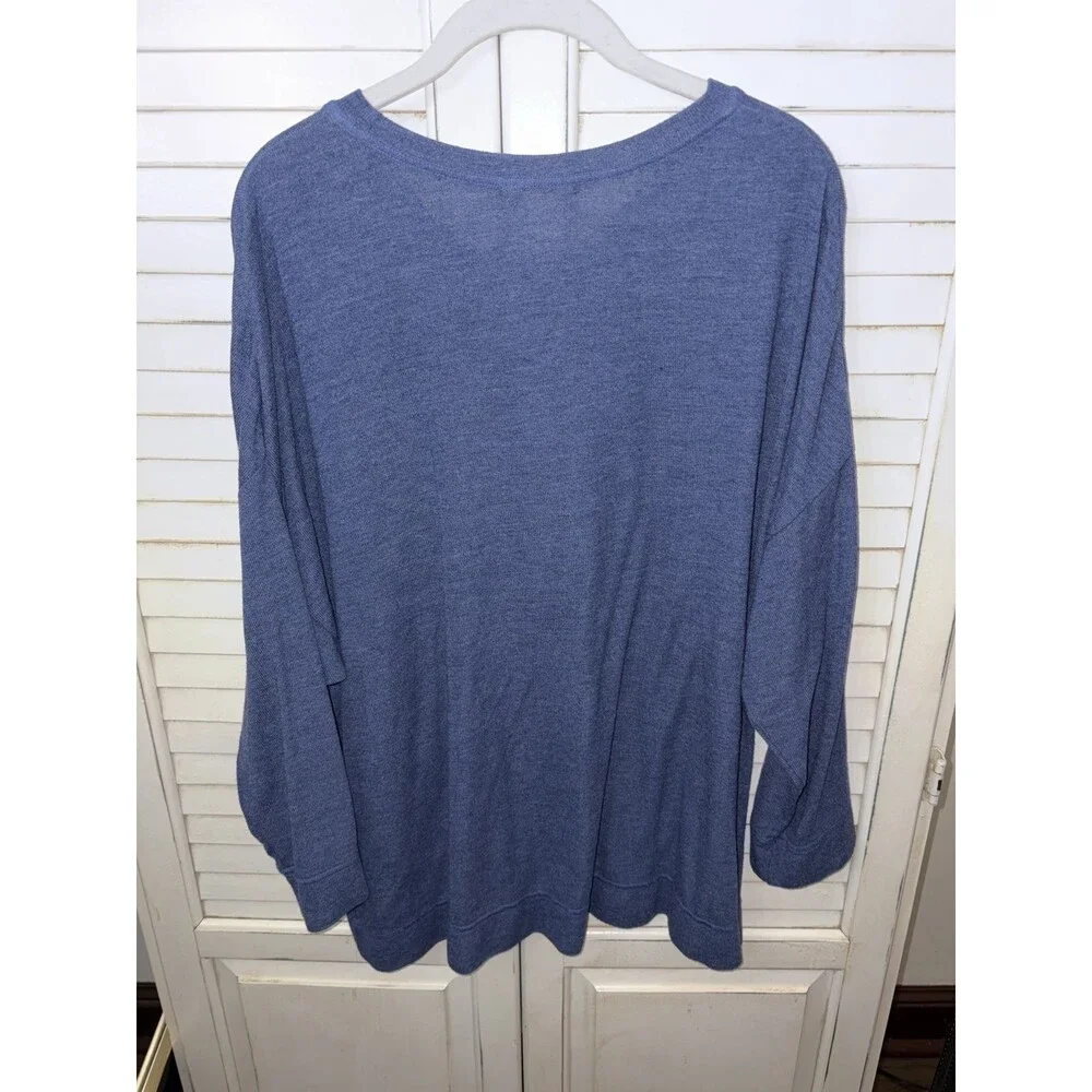 Fresh Produce Blue Cotton L/S Pullover Coastal Beach Sweater One size USA